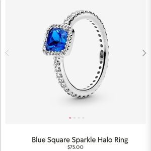 pandora blue sparkle square ring
